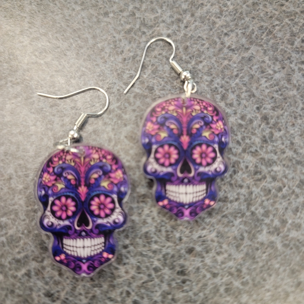 Purple Skull Earrings